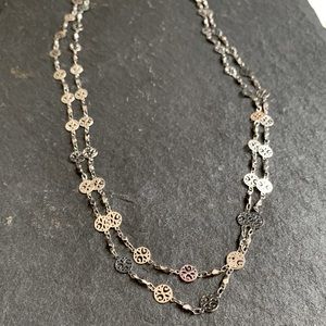 Long silver necklace